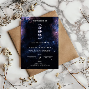 Invitation Elégant thème spatial Astronomie Lune Mariage