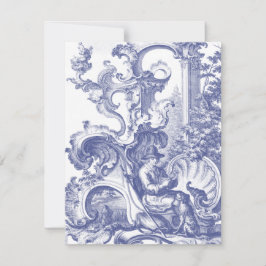 Invitation Elégant Toile Baroque Bleue Française