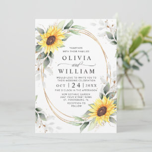 Invitation Elégant Tournesol Aquarelle Mariage