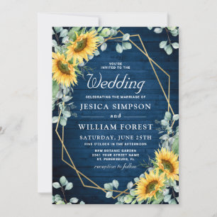 Invitation Elégant tournesol Eucalyptus Aquarelle mariage I
