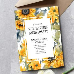 Invitation Élégant tournesol floral 50e anniversaire Mariage