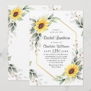 Invitation Élégant Tournesol Verdure Floral Luncheon de Maria