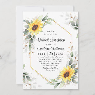 Invitation Élégant tournesol vert Floral Bridal Luncheon