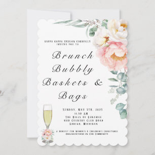 Invitation Elégant tourteau rose Eucalyptus Brunch et Bubbly