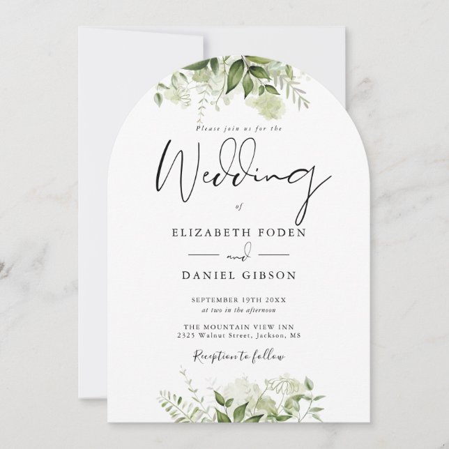 Invitation Élégant tout en un Mariage d'arc fleuri (Devant)