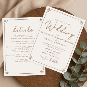 Invitation Élégant Tout-En-Un Simple Mariage Crème