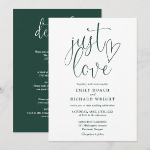Invitation Élégant Tout simplement l'amour Tout en un Vert ém