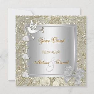 Invitation Élégant Toute Occasion Or Argent Blanc Damier Colo