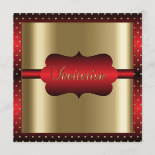 Invitation Élégant Toute Occasion Rouge et Or