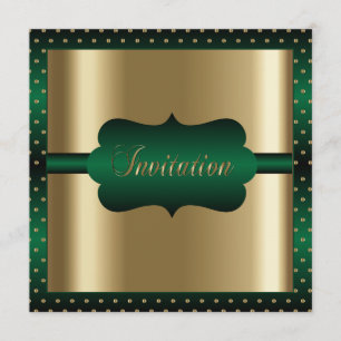Invitation Élégant Toute Occasion Vert et Or
