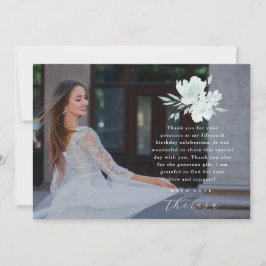 Invitation Elégant Trois Photo Quinceanera Merci floral