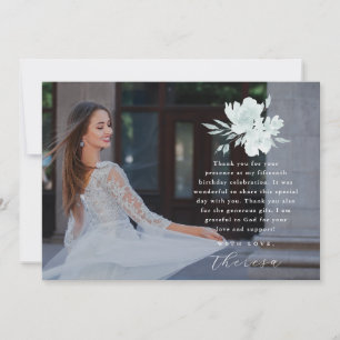 Invitation Elégant Trois Photo Quinceanera Merci floral