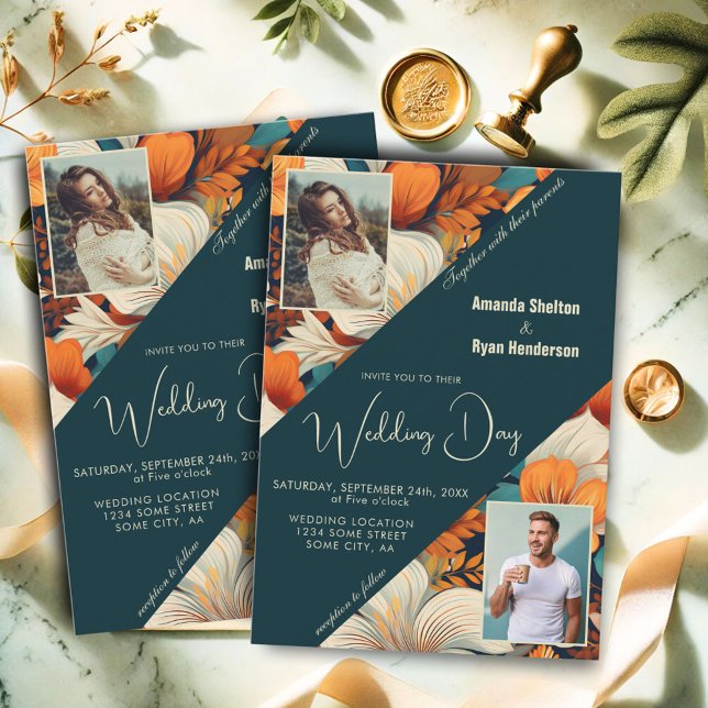 Invitation Élégant Tropical Floral Flower 2 Mariage photo (Créateur téléchargé)