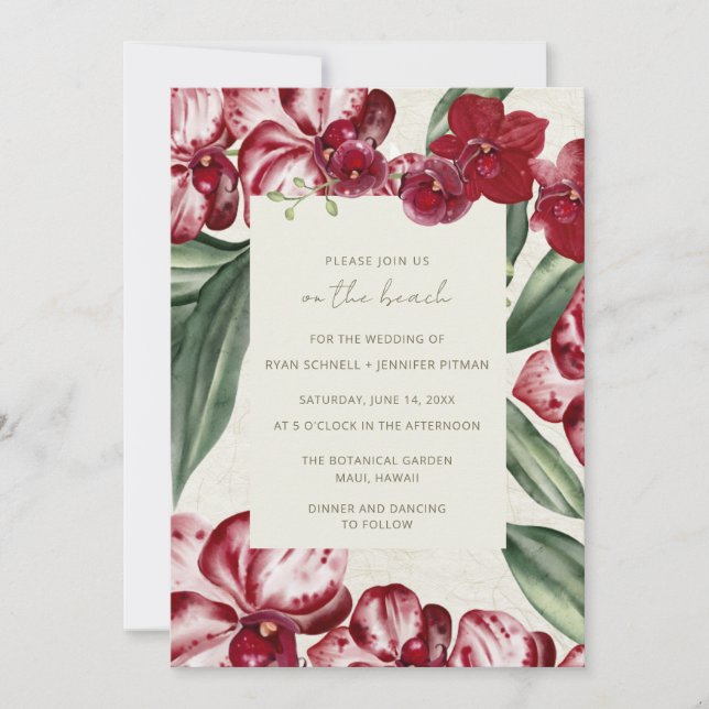 Invitation Elegant Tropical Island Beach Wedding  (Devant)