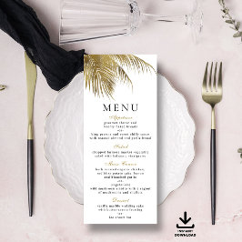 Invitation Elégant Tropical Palm Tree Beach Wedding Menu