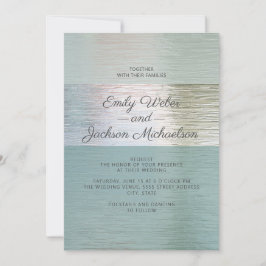 Invitation Elégant Turquoise Bleu Silver Mariage en verre de 