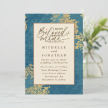 Élégant Turquoise et or Bible Mariage chrétien
