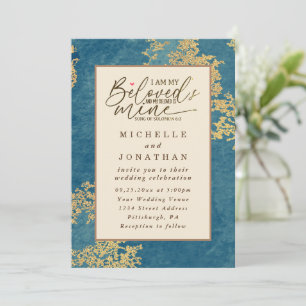 Invitation Élégant Turquoise et or Bible Mariage chrétien