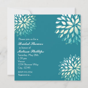 Invitation Elégant Turquoise Turquoise Silver Floral Invitati