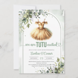 Invitation Elégant tutu or robe verdure fille voûtée