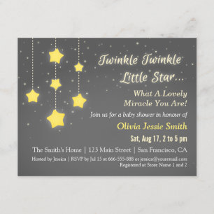 Invitation Élégant Twinkle Twinkle Little Star Baby shower