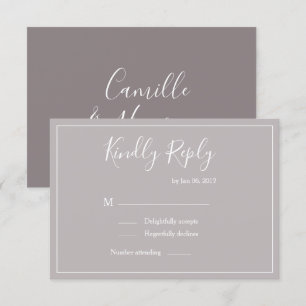 Invitation Élégant type lilas gris blanc moderne mariage rsvp