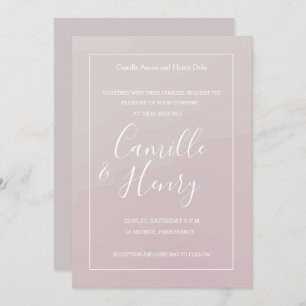 Invitation Elégant type rose pâle gris aquarelle mariage