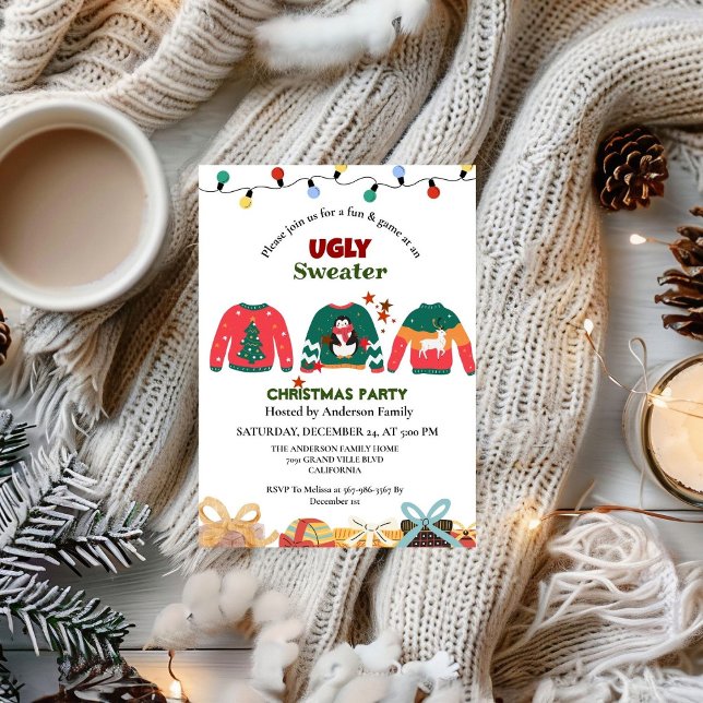 Invitation ELegant Ugly Sweater fête de noël (Créateur téléchargé)