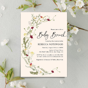 Invitation Elégant verdure Fleur sauvage Wreath Baby Brunch