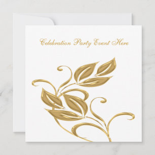 Invitation Élégant verre d'or blanc Floral Tous les événement