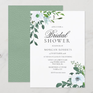 Invitation Elégant vert Blanc Floral Fête des mariées Invitat