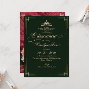 Invitation Élégant Vert Émeraude Princesse Quinceañera