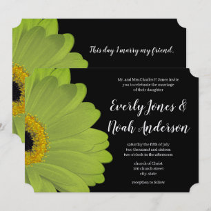 Invitation Elégant vert et noir Gerber Mariage de marguerite