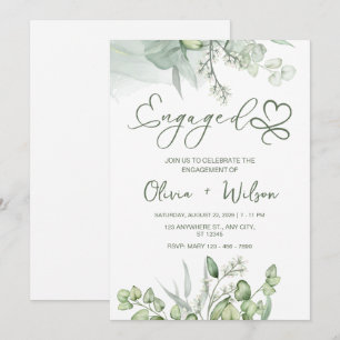 Invitation Élégant Vert feuillu de Eucalyptus et Succulente B
