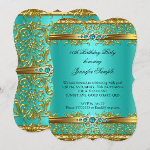 Invitation Élégant Vert Jade Or Damassé Diamant Anniversaire