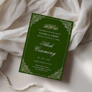 Invitation Élégant Vert Nikah Mariage musulman islamique