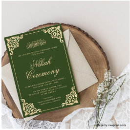 Invitation Élégant Vert Nikah Mariage musulman islamique