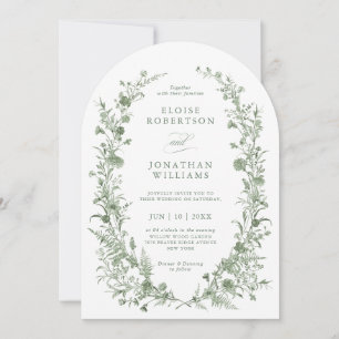Invitation Élégant Vert Sauge Mariage Floral Classique Vintag