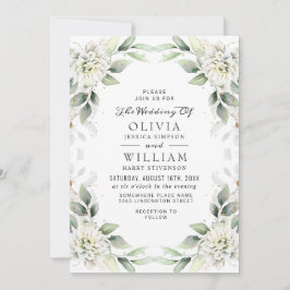 Invitation Elégant Vert Vert Vert Or Vert Vert Mariage Floral