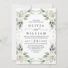 Invitation Elégant Vert Vert Vert Or Vert Vert Mariage Floral