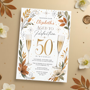 Invitation Elégant Vieilli à la Perfection 50e Anniversaire