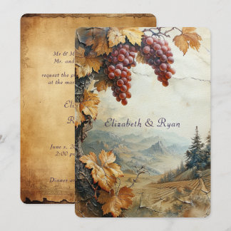 Invitation Élégant Vignoble Campagne Vignoble Vigne de raisin