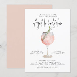 Invitation Élégant vin rose vieilli à la perfection 40e anniv