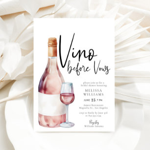 Invitation Élégant Vino aquarelle avant Vows Fête des mariées