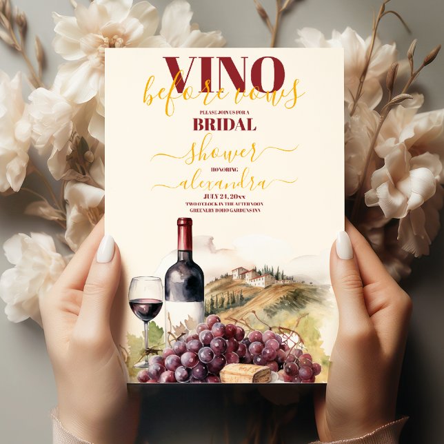 Invitation Élégant Vino avant de promettre une douche nuptial (Créateur téléchargé)