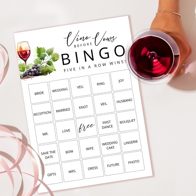 Invitation Élégant Vino Avant Vows Fête des mariées Bingo Car (Créateur téléchargé)