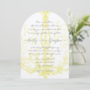Invitation Élégant Vintage Antique Jaune Chandelier Mariage