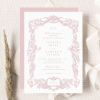 Elégant Vintage Baroque Floral Blush Mariage