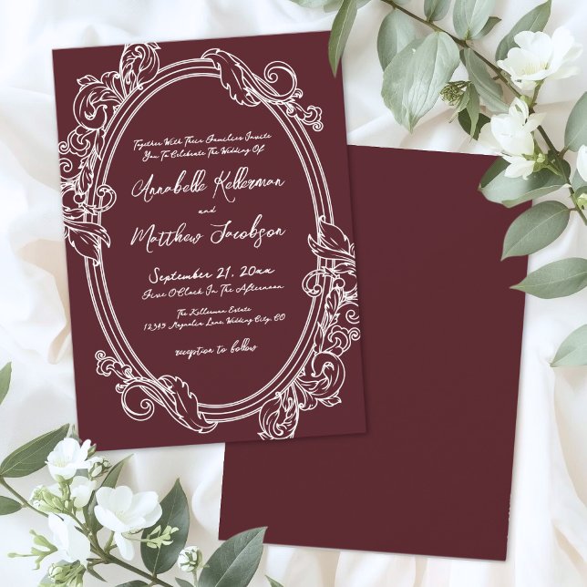 Invitation Elegant Vintage Burgundy Wedding (Elegant Vintage Burgundy Wedding Invitation)