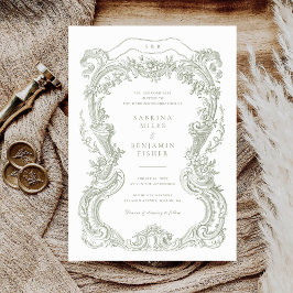 Invitation Elégant Vintage de verre Toile Mariage de cadre